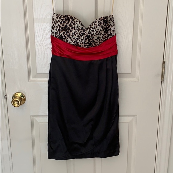 Cheetah red and black mini dress - Picture 1 of 3